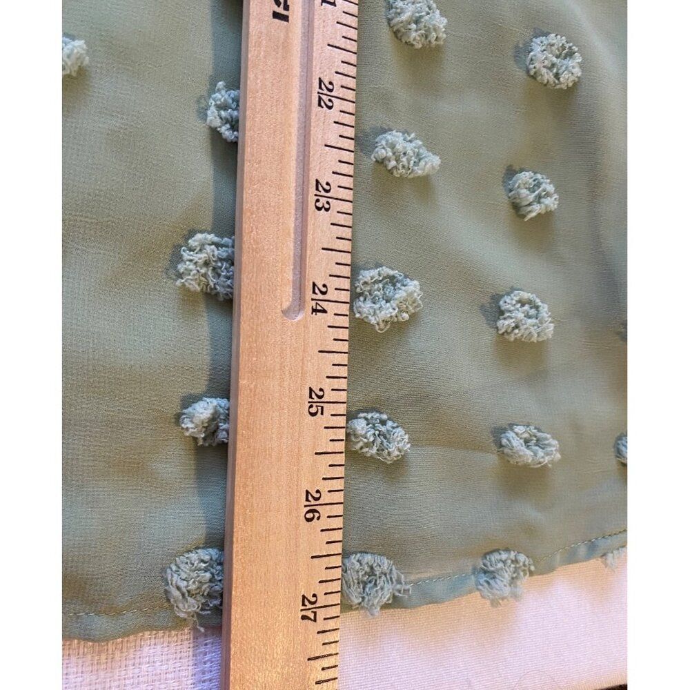 Cato Top Women 14/16W Green Textured Polka Dot Blouse Crochet Sleeves Lined Boho - Picture 6 of 16